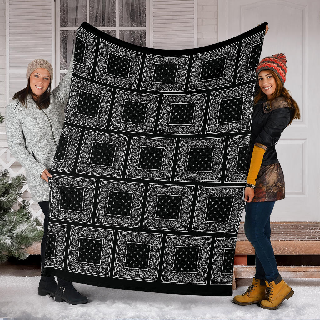 Black Bandana Patch Throw Blanket