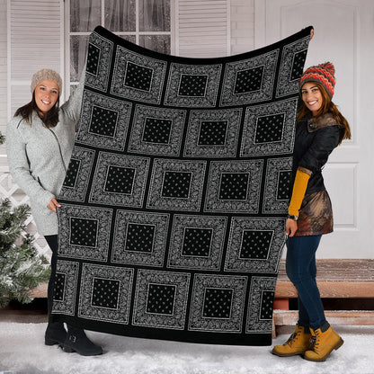 Black Bandana Patch Throw Blanket