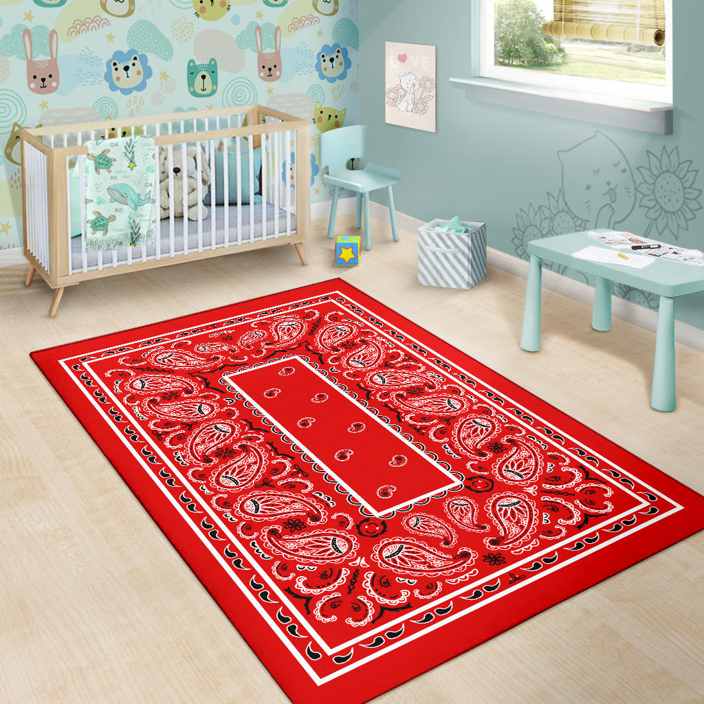 Western Red Bandana Area Rug - Fitted