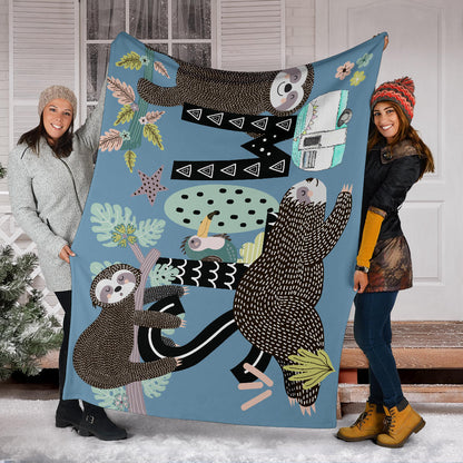 Slow Sloths Fleece Throw Blanket