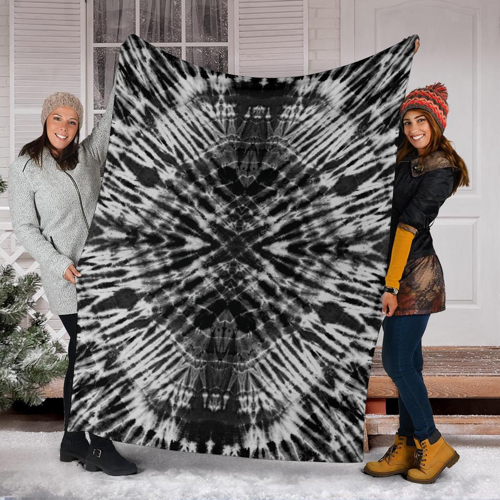 Black and White Tie Dye Fleece Throw