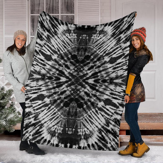 Black and White Tie Dye Fleece Throw