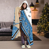 blue and white hooded sherpa blanket gift