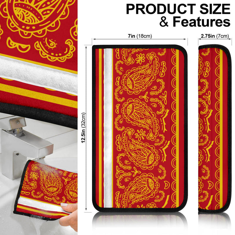Red and Gold Bandana Seat Belt Covers - 3 Styles