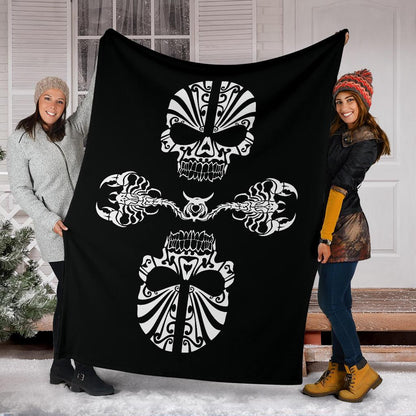 Skulls and Scorpions Tribal Fleece Throw Blankets