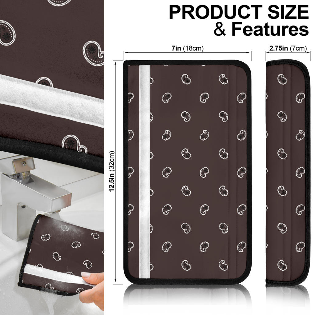 Coffee Brown Bandana Seat Belt Covers - 3 Styles