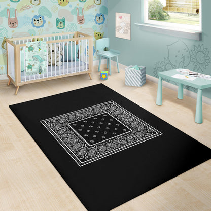 Black Bandana Area Rugs - Minimal