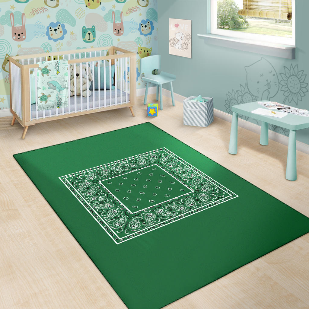 Classic Green Bandana Area Rugs - Minimal