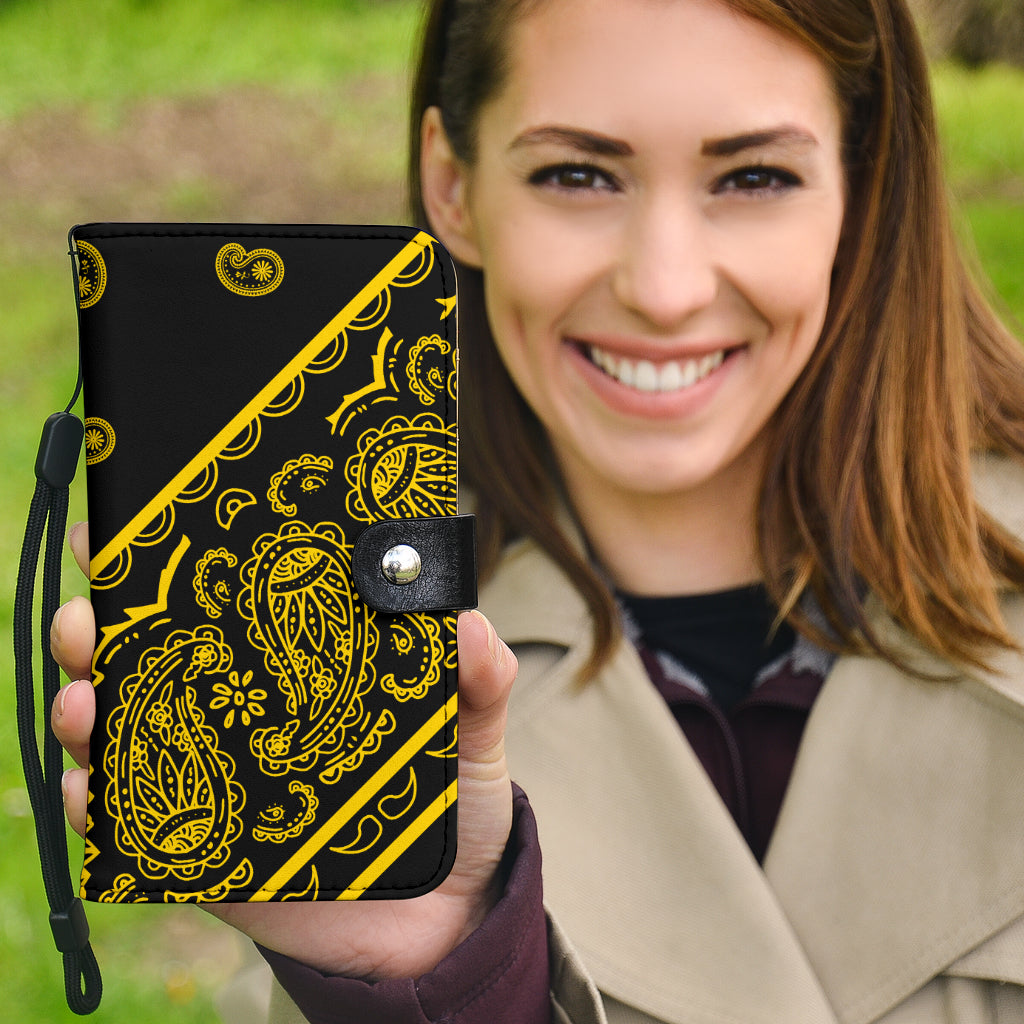 Black and Gold bandana print phone case wallets
