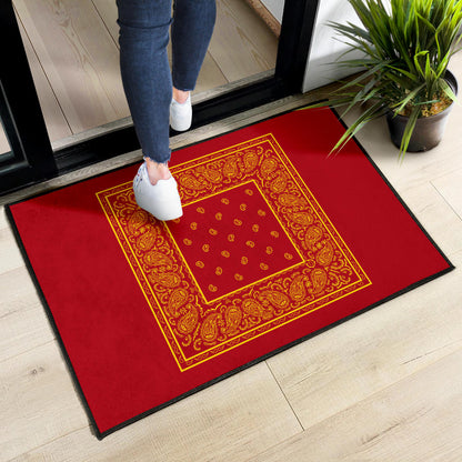 Red and Gold Bandana Door Mats