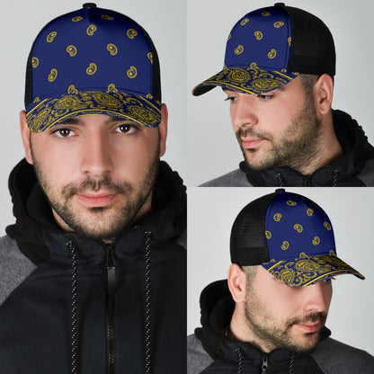 blue and gold bandana ball cap