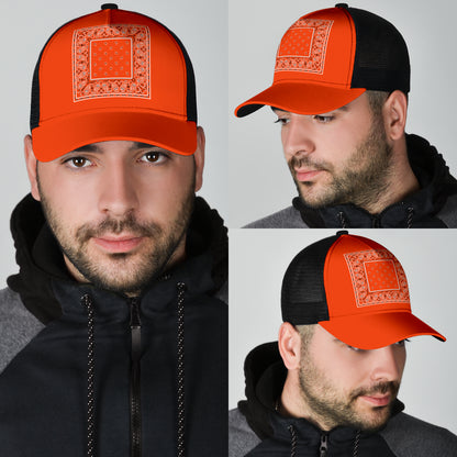 bright orange bandana hat