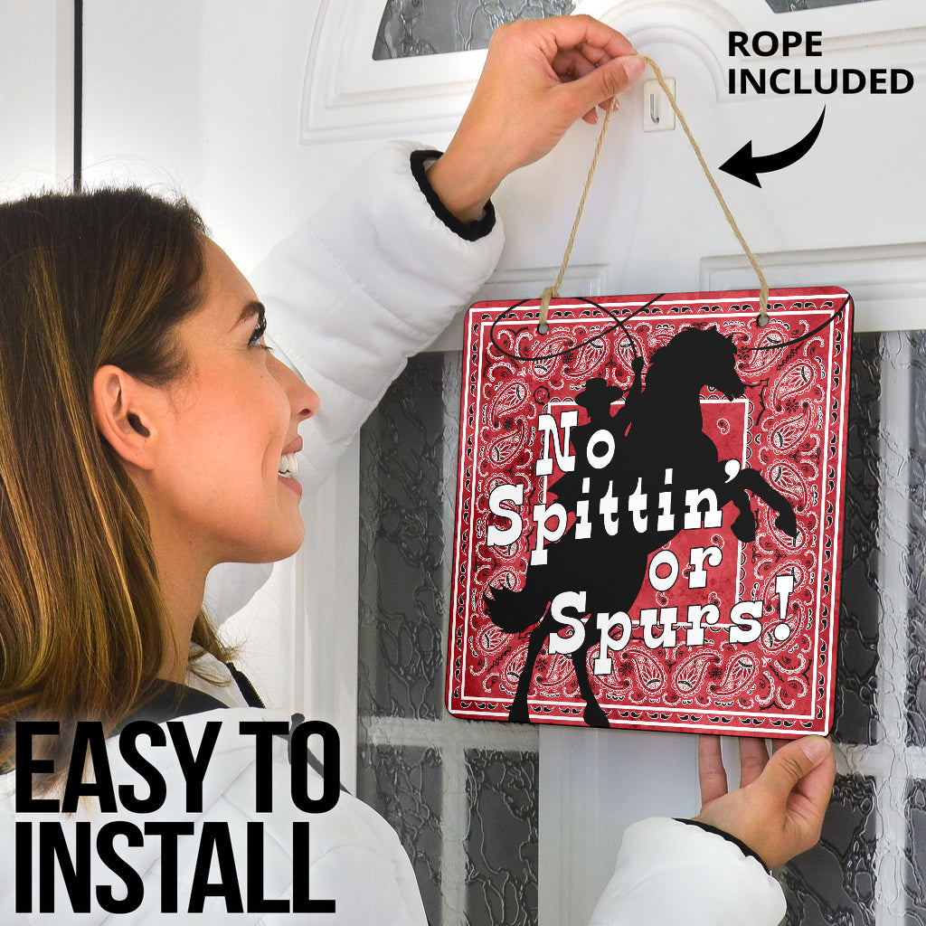 Red Denim Bandana Door Signs