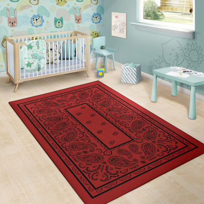 Red with Black Bandana Area Rugs - Fitted