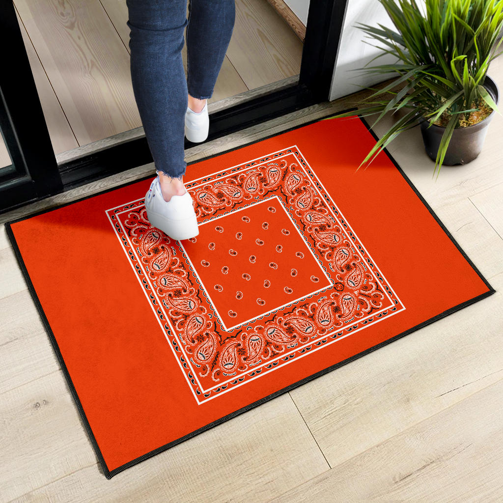Perfect Orange Bandana Door Mats