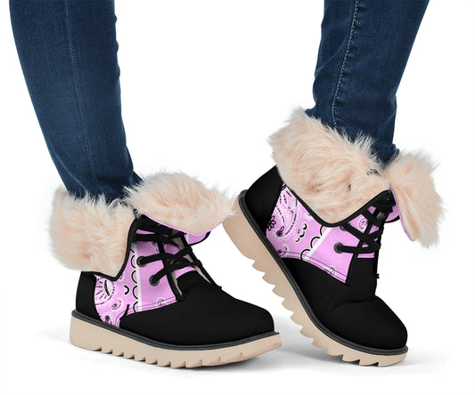 pink bandana snow boots