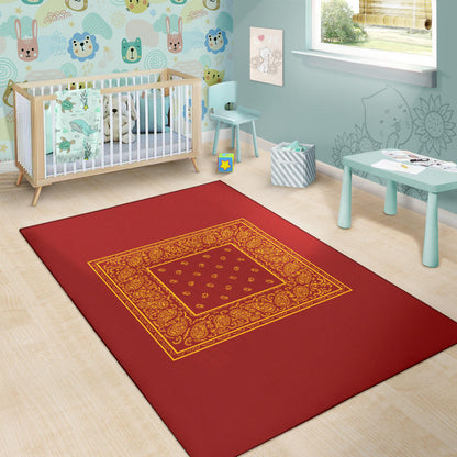 Red and Gold Bandana Area Rugs - Minimal