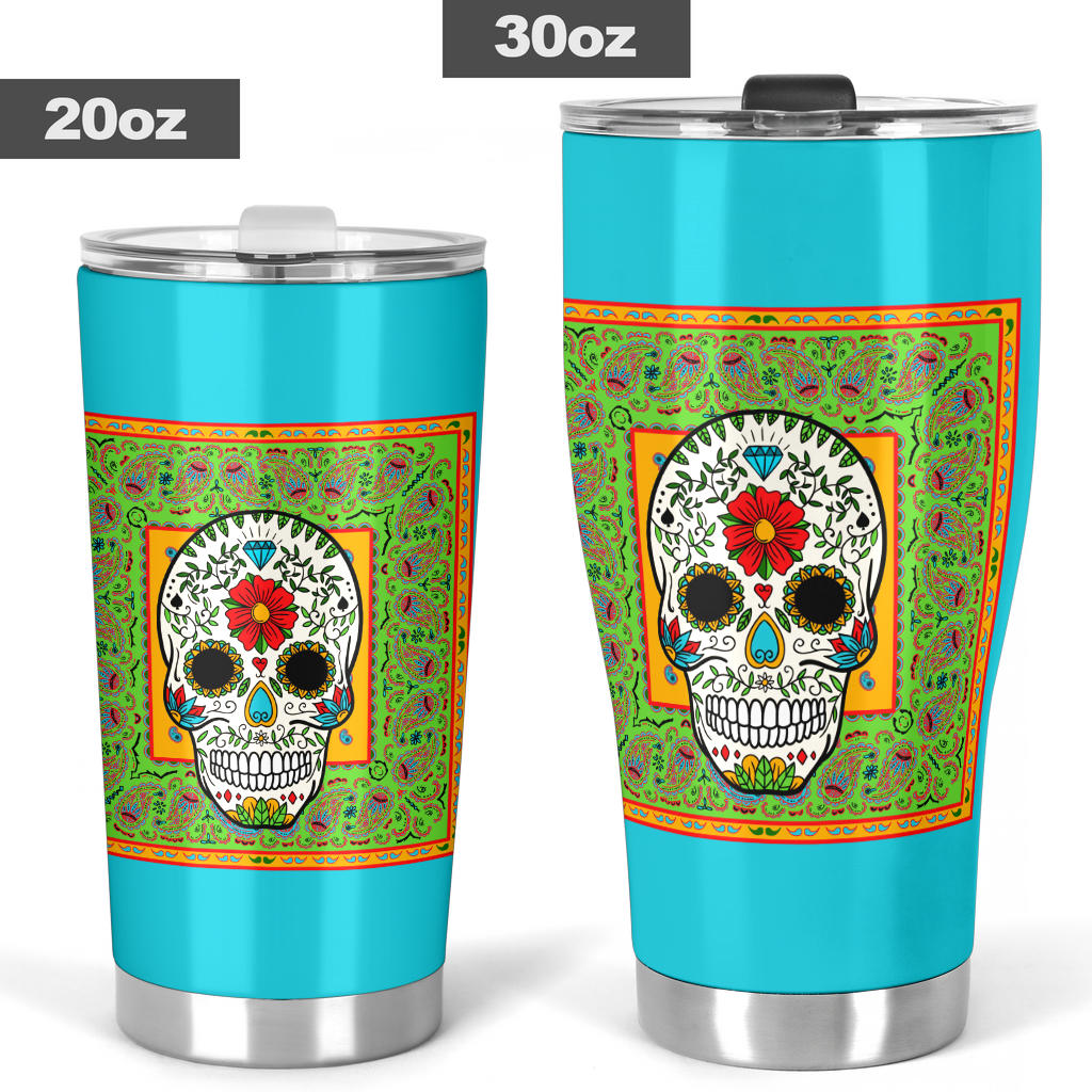 Sugar Skull Bandana Drink Tumblers