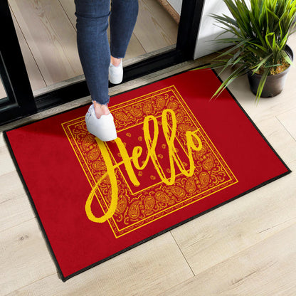 Red and Gold Bandana Door Mats