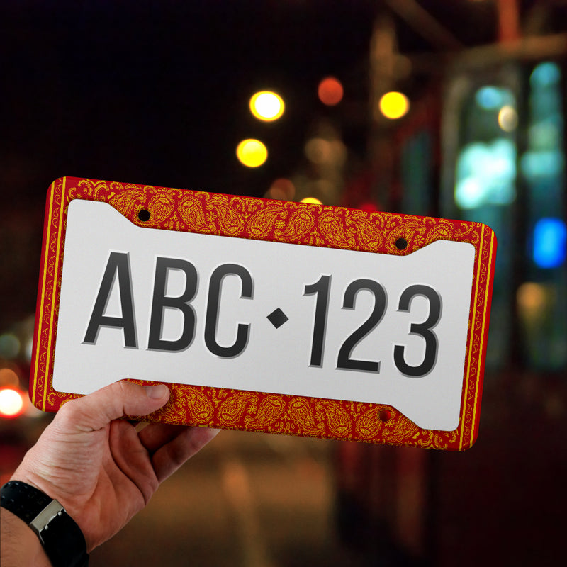 Red and Gold Bandana License Plate Frame