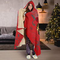 Red Hooded Blanket with Leopards Print Skulls