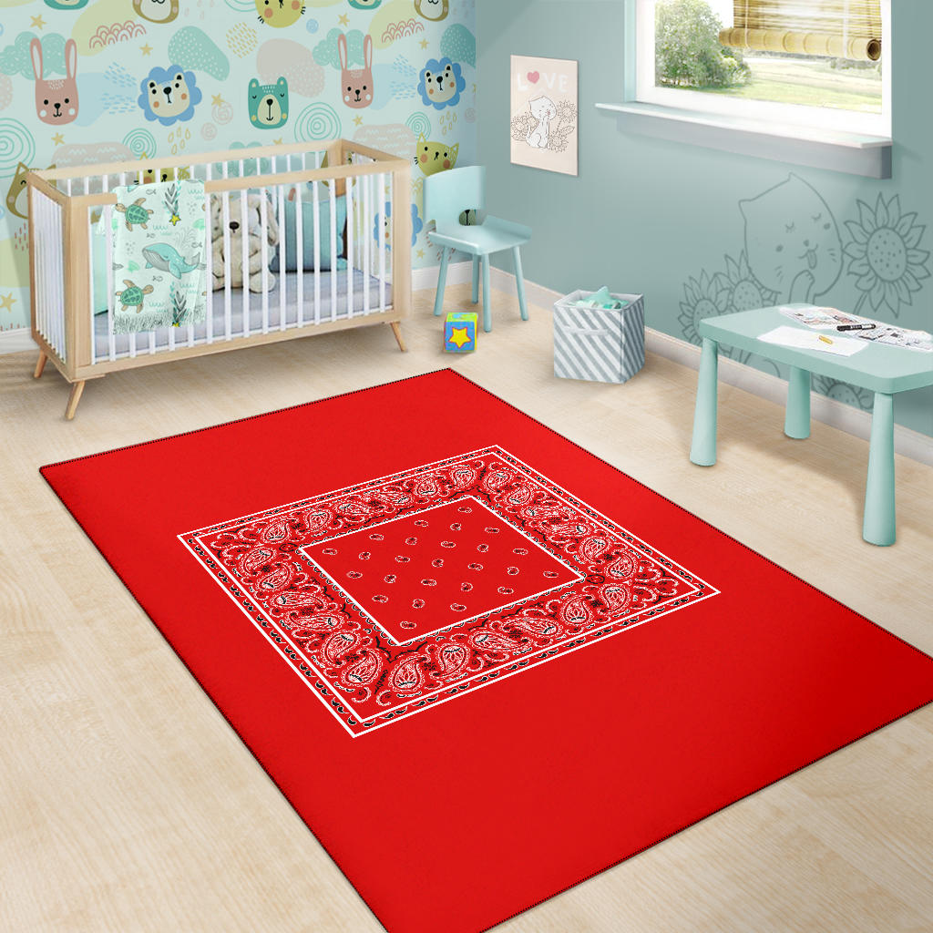 Western Red Bandana Area Rug - Minimal