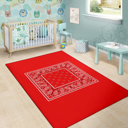 Western Red Bandana Area Rug - Minimal