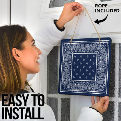 Navy Blue and White Bandana Door Signs
