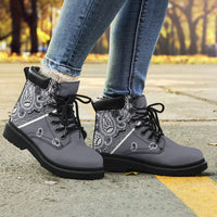 gray bandana hiking boots