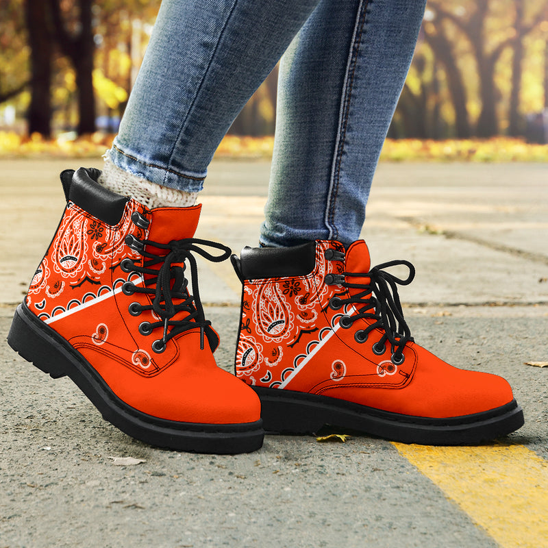 orange bandana hiking boots