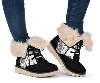 white bandana print boots