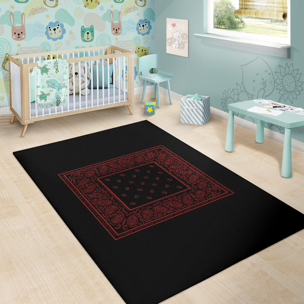 Black and Red Bandana Area Rugs - Minimal