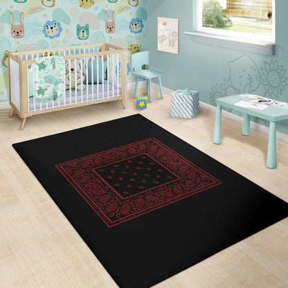 Black and Red Bandana Area Rugs - Minimal