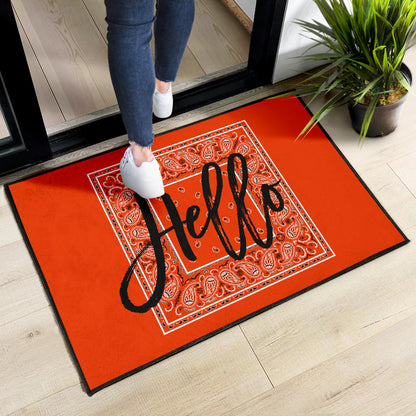 Perfect Orange Bandana Door Mats