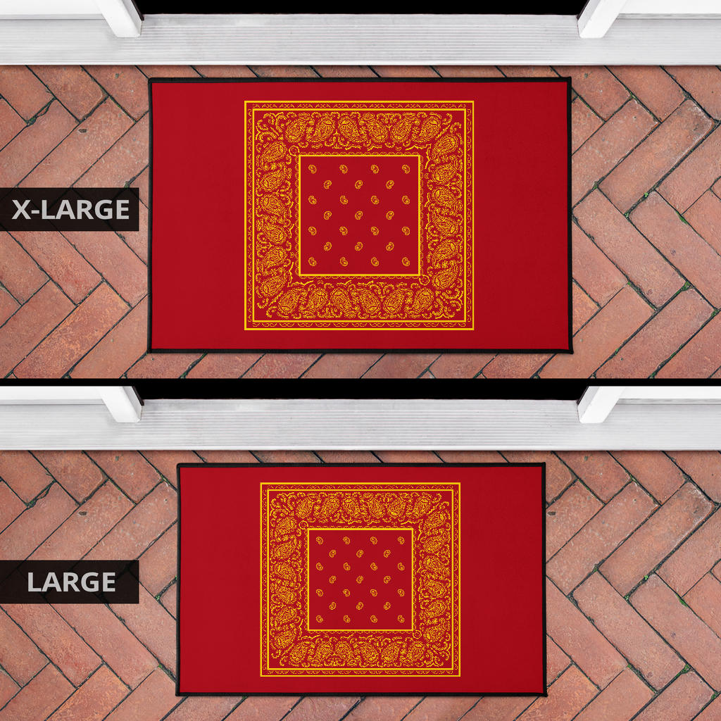 Red and Gold Bandana Door Mats