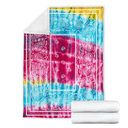 Striped Hippie Tie Dye Bandana Fleece Throw