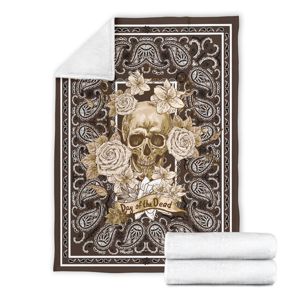 Ultra Plush Brown Day or the Dead Skull Throw