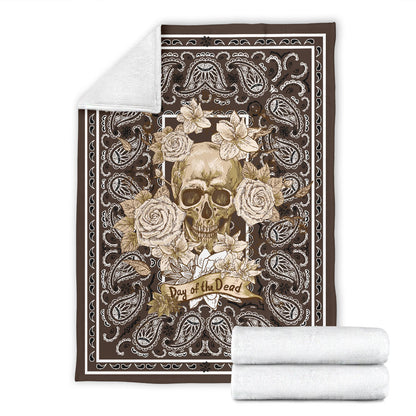 Ultra Plush Brown Day or the Dead Skull Throw