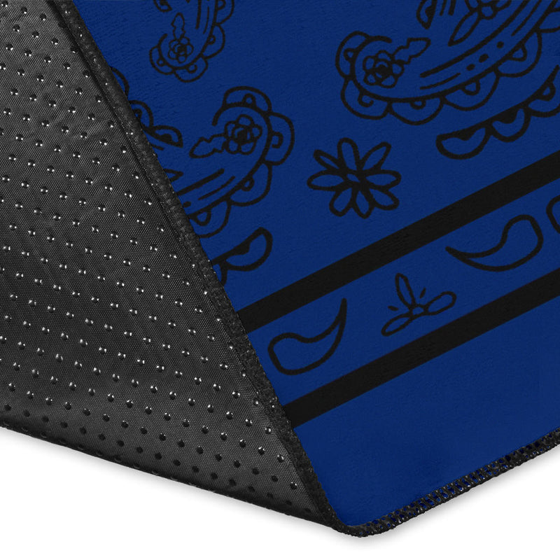 Blue and Black Bandana Area Rugs - Fitted