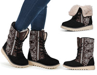 women's brown bandana snow boots