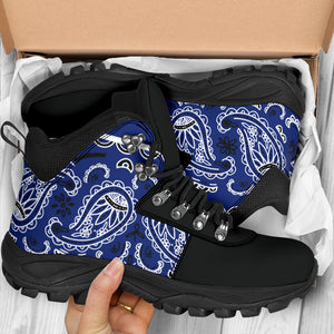 blue bandana hiking boots