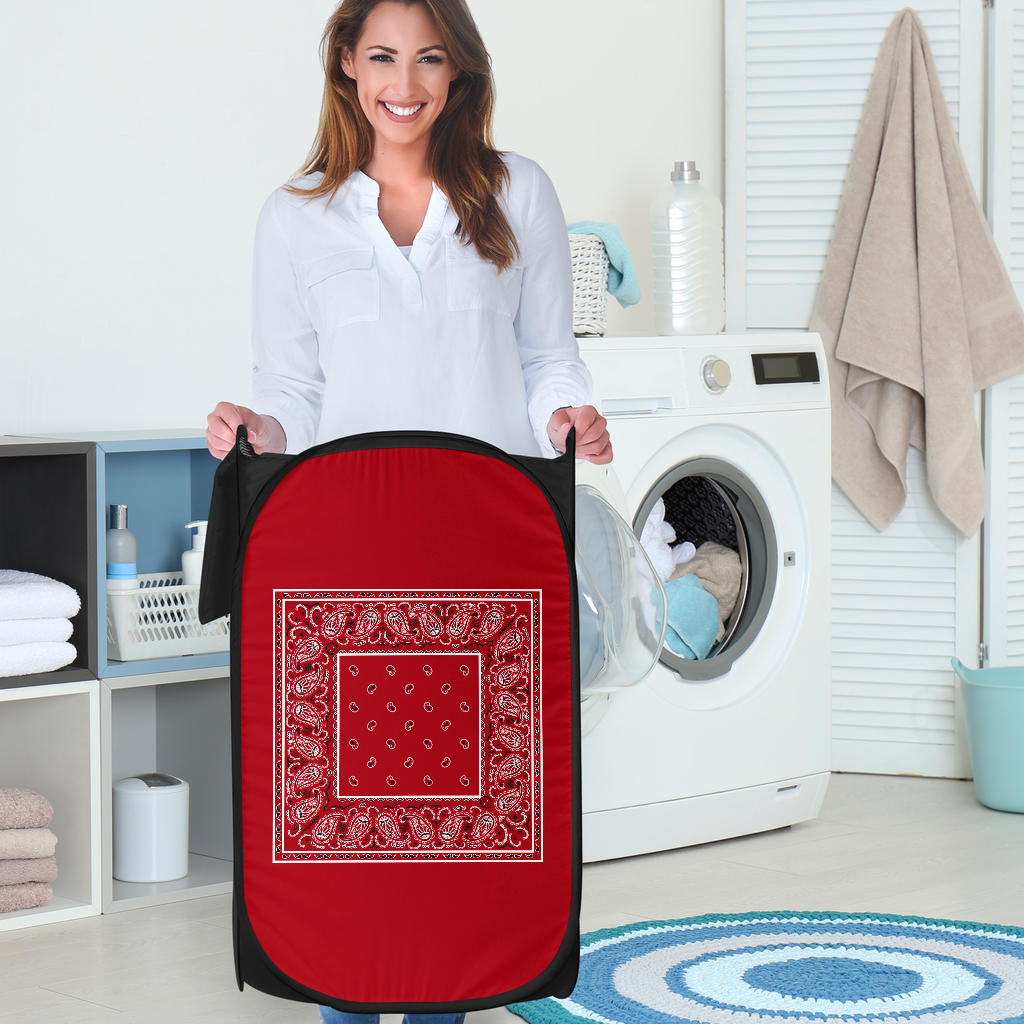 red bandana laundry hamper