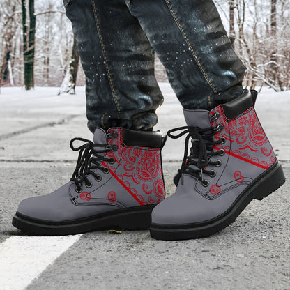 Gray and Red Bandana All Season Boots