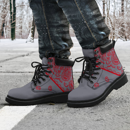 Gray and Red Bandana All Season Boots