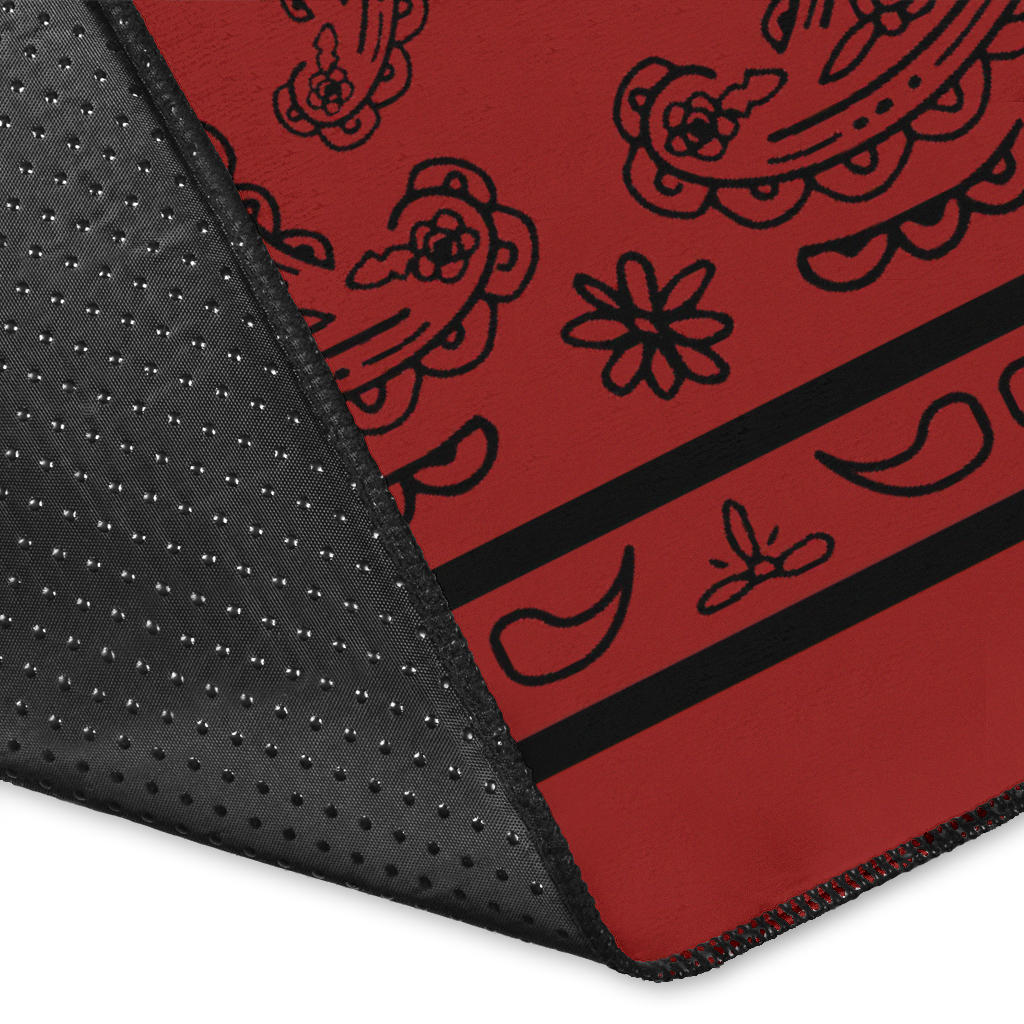 Red with Black Bandana Area Rugs - Fitted