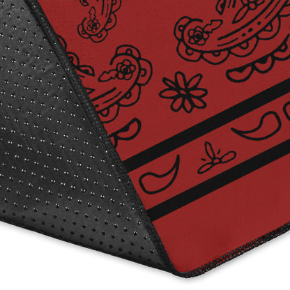 Red with Black Bandana Area Rugs - Fitted