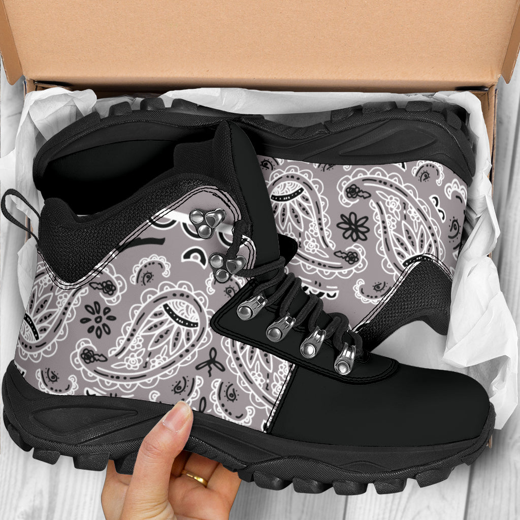 gray bandana hiking boots