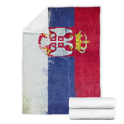 Serbian Flag Fleece Throw Blanket