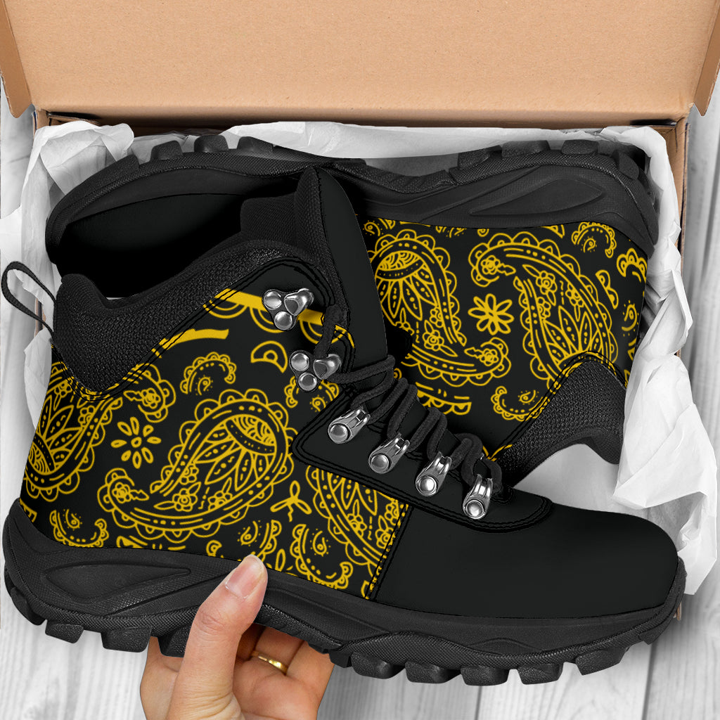 Black and Gold Bandana Hiking Boots
