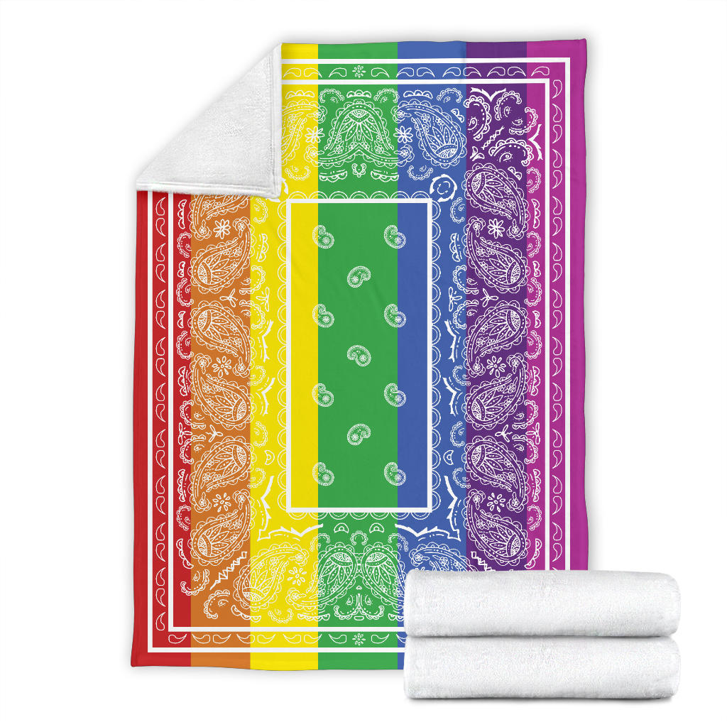 Ultra Plush Rainbow with White Bandana Fleece Throw